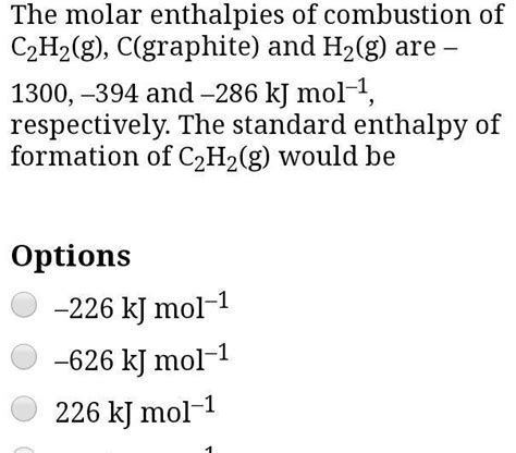 Answered The Molar Enthalpies Of Combustion Of C H G C Graphite And H