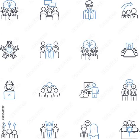 Vetor De Managerial Direction Line Icons Collection Leadership