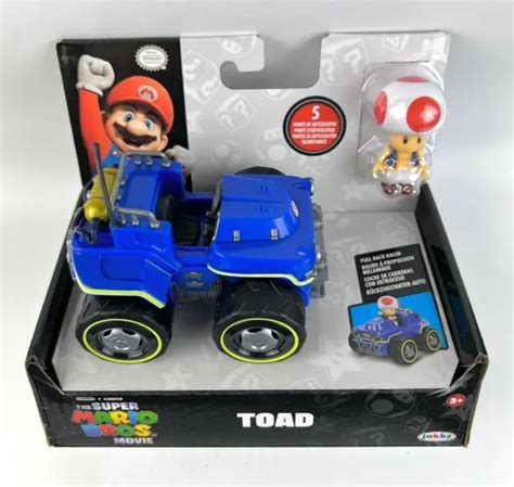 Nintendo Super Mario Bros Movie Pull Back Toy Racer Kart Toad Figure