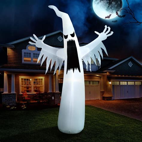 Joiedomi 12 Ft Halloween Inflatable Towering Terrible Spooky Ghost With Build In Leds Blow Up