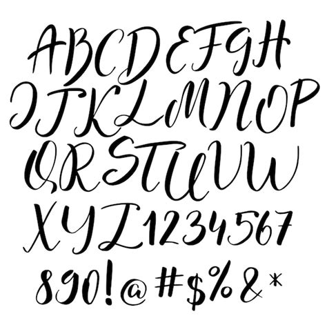 Premium Vector Handwritten Calligraphy Font Vector Alphabet Hand