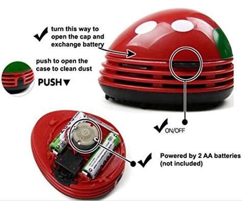 Honbay Ladybug Shaped Portable Corner Desk Vacuum Cleaner Mini Cute