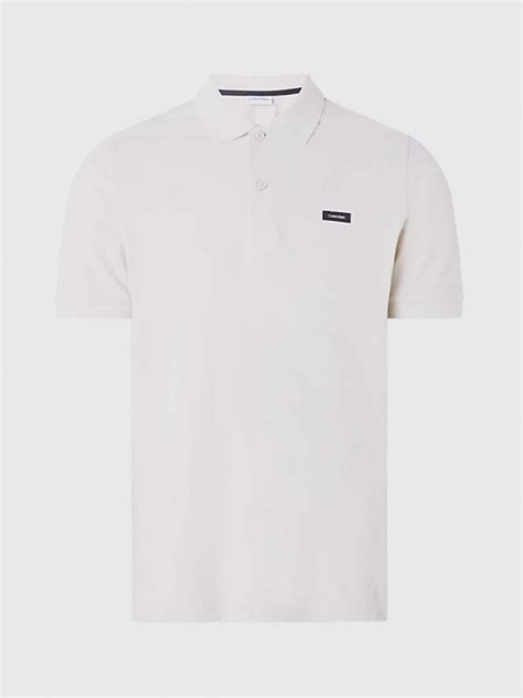 Calvin Klein Stretch Pique Slim Fit Polo In Stony Beige Northern Threads