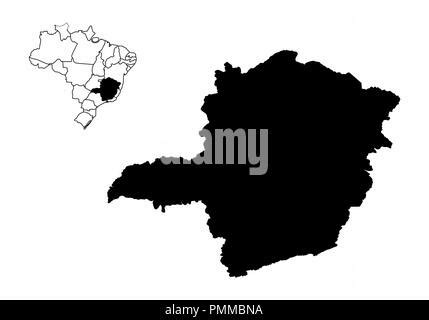 Simple Outline Map Of Minas Gerais Is A State Of Brazil Stylized