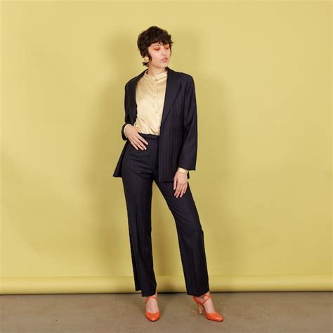 Dark Blue Pinstripe Suit Etsy