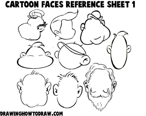 Cartoon Faces Reference Sheets and Heads Examples for Drawing Practice ...