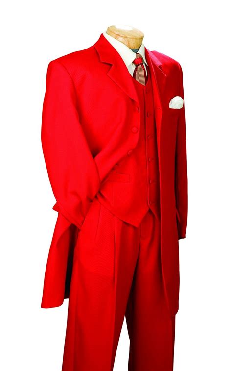 Vinci Suits Mens 7 Button Vested Red Zoot Suit 7 3pp Zoot Suit