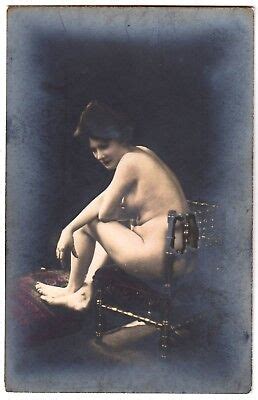 Seated Cosy Naked Woman Nude Study Vintage French Risque Photo Pc