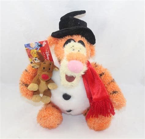 Peluche Tigrou Disney Store Bonhomme De Neige Avec Chapeau Et Renne