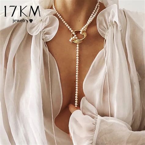 17km Colliers De Perles Vintage Pour Femmes À La Mode Multicouche