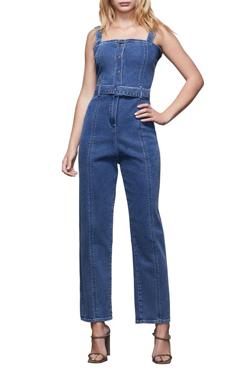 Good American Denim Belted Sleeveless Jumpsuit In Blue Lyst