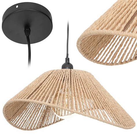 Nowoczesna lampa wisząca 45 cm Sufitowa Boho Pleciony klosz E27