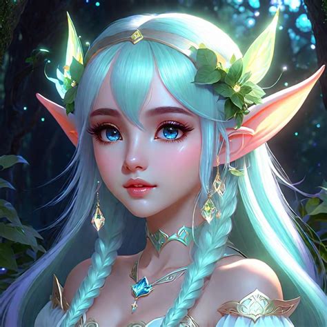 Cute Elf Girl Auroracore Dreamcore Fairycore Ethereal Hyperdetailed Ai Generated Artwork