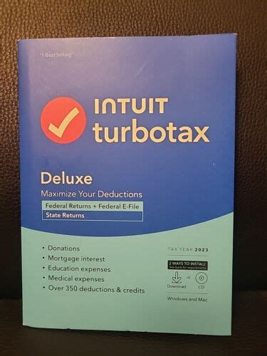 Intuit Turbotax Deluxe 2023 Tax Yr Federal And State Cddownload Pcmac