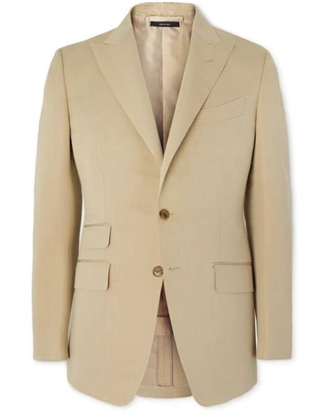 Tom Ford O Connor Slim Fit Cotton And Silk Blend Suit Jacket In Natural