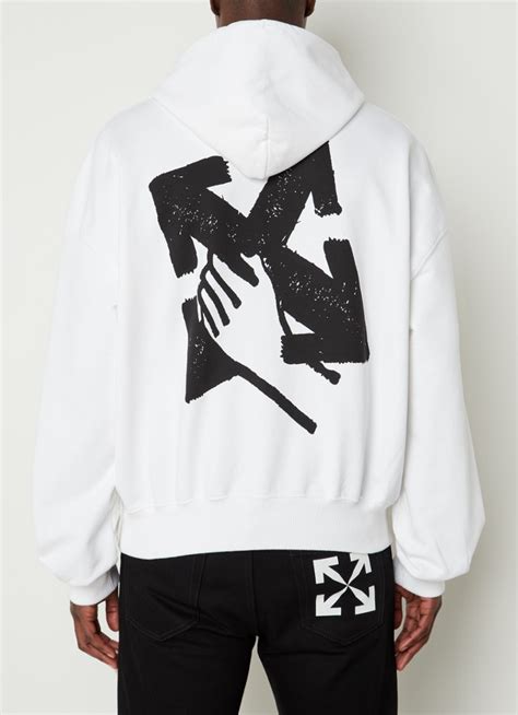 Off White Hand Arrow Hoodie Met Front En Backprint • Wit • De Bijenkorf