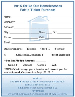 Fillable Online Thehousingcoalition Quarter Page Raffle Ticket Formpub