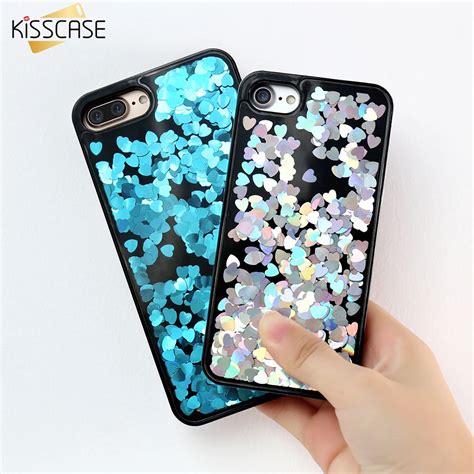 Kisscase Bling Dynamic Sequin Phone Cases For Iphone 6 7 6s Plus Clear Hard Girls Back Cover For