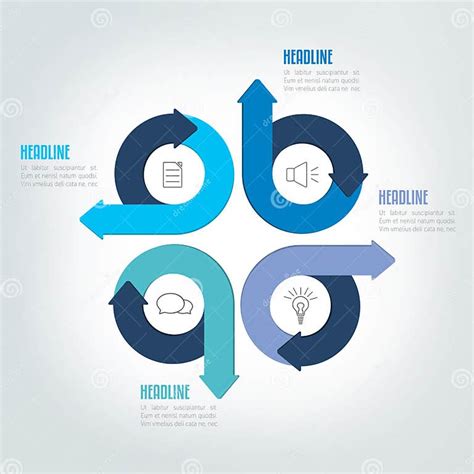 Four Steps Circle Arrow Infographic Scheme Template Chart Diagram Module Stock Vector