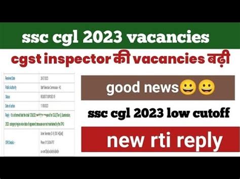 Ssc Cgl 2023 Vacancies Update Latest Rti Reply Good News Cgst