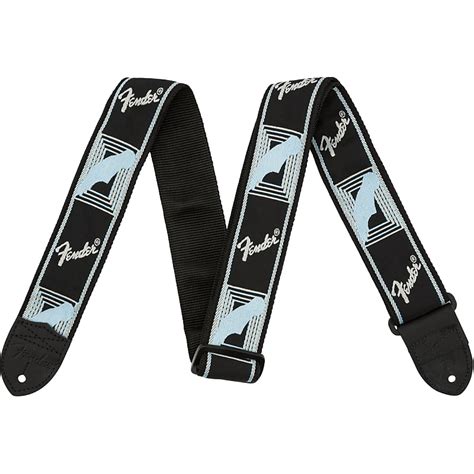 Fender 2 Monogrammed Guitar Strap Black Light Grey Blue Reverb