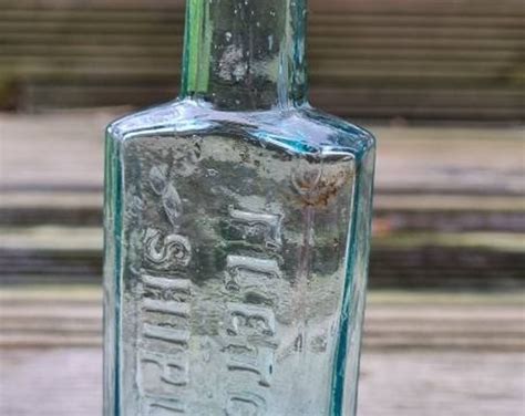 Victorian Antique Wonky Aqua Blue Bubble Glass Shipley Fletchers Sauce Bottle Stunning T