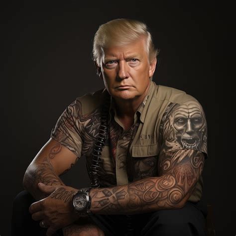 Premium Photo A Man With A Tattoo On His Arm Sits In Front Of A Black