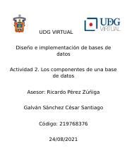 Los Componentes De Una Base De Datos Docx Udg Virtual Dise O E