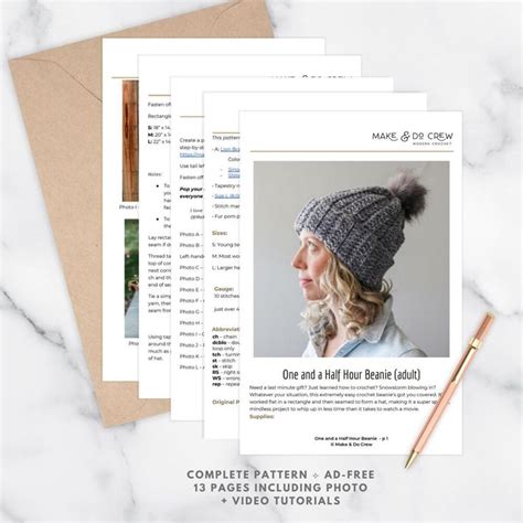 Hour Knit Look Beanie Crochet Pattern By Jess Coppom Make Do Crew