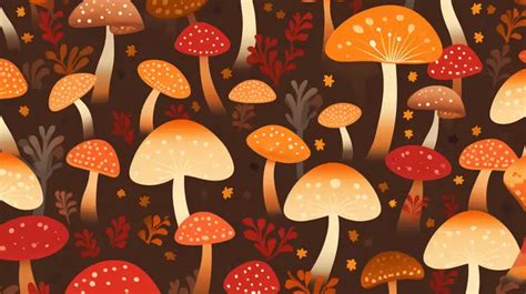 Autumn Mushroom Vector Seamless Pattern Vibrant And Repetitive Texture