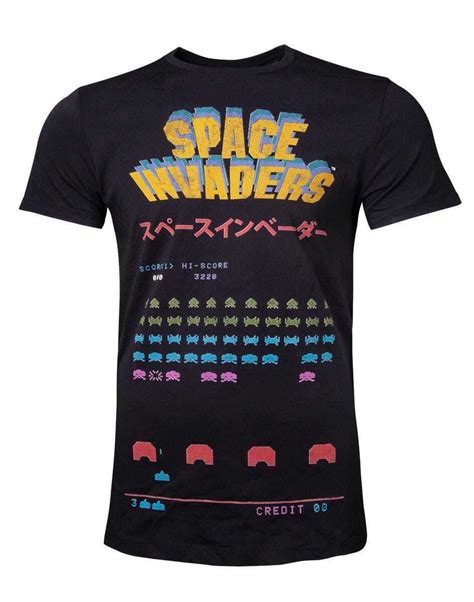 Official Space Invaders Retro Mens Black T Shirt Space Invaders Classic Tee Ebay