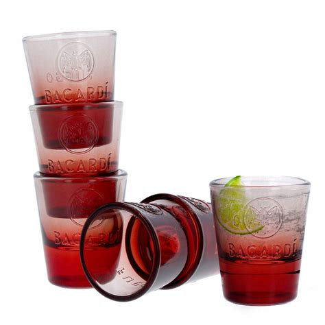 Bacardi Shot Glasses Set Of 6 Shot Vodka Liquor Shooter Drink Bar Party