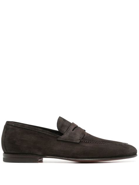 Santoni Penny Loafer Aus Wildleder Braun FARFETCH DE