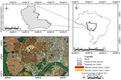 Localização Geográfica do município de Cuiabá MT Brasil