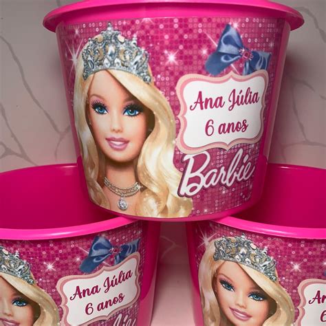 Baldinho De Pipoca Personalizado Barbie Elo Produtos Especiais