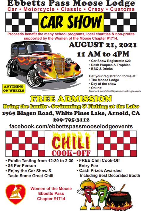 The Ebbetts Pass Moose Lodge 2021 Car Show And Chili Cook Off The Pine Tree