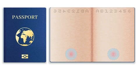 Passport Mockup Realistic Blank Open Pages Paper With Watermark Foreign Passport Document