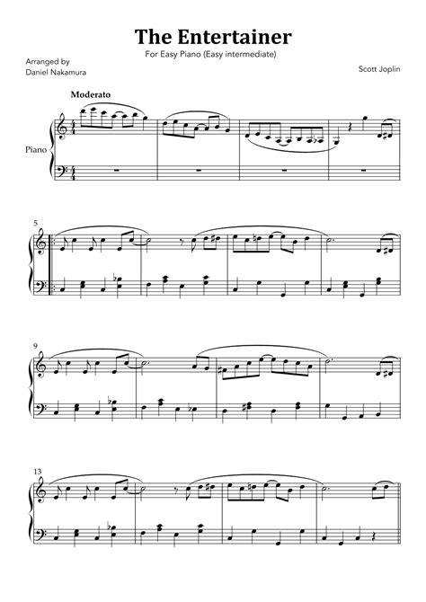 The Entertainer For Easy Intermediate Piano Arr Daniel Nakamura By