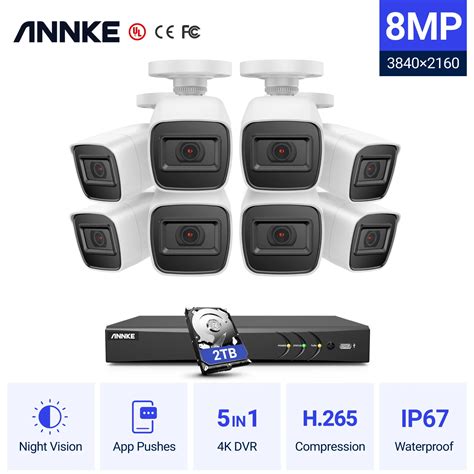 Annke 4k 8ch Ultra Hd Cctv Camera System H 265 Dvr Kit 8pcs 8mp Tvi