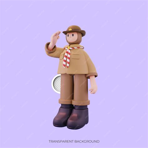 Premium Psd Scout Girl Standing Saluting Pose From Left