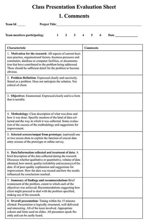 25 FREE Presentation Evaluation Form Templates PDF Word