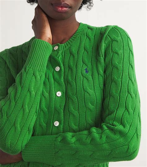 Womens Polo Ralph Lauren Green Cotton Cable Knit Cardigan Harrods Us