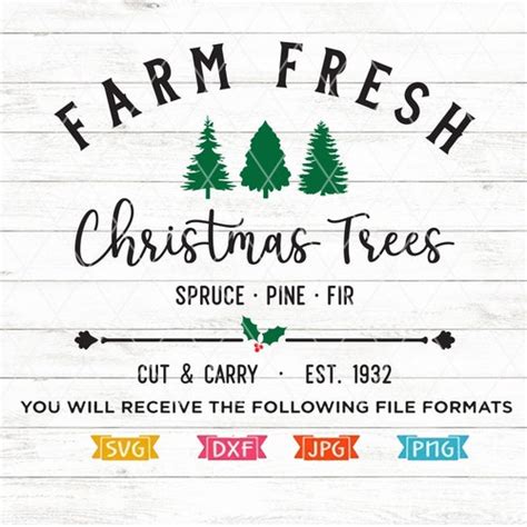 Farm Fresh Christmas Tree Svg Christmas Farmhouse Sign Svg Etsy