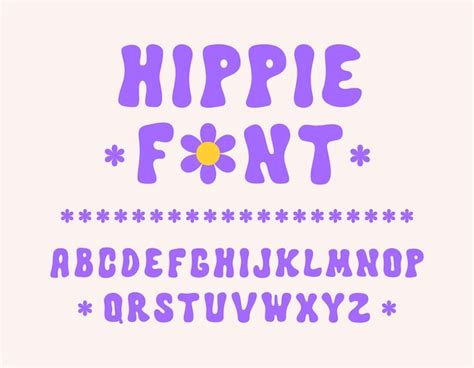 Premium Vector Hippie Hand Drawn Font In Style Retro 60s 70s Trendy Psychedelic Alphabet