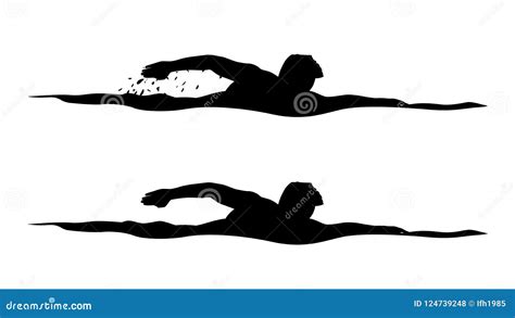 Swimmer Silhouettes On White Stock Vector Illustration Of Swim Arms