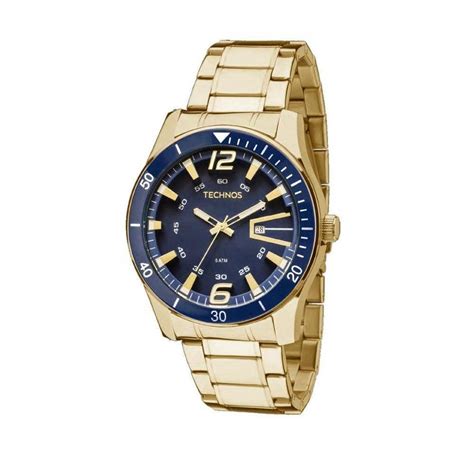 Relogio Technos Dourado E Azul Pontofrio