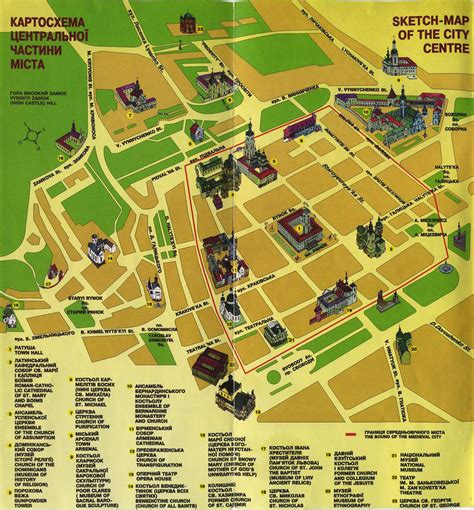 Detailed tourist map of Lviv city center. Lviv city center detailed ...
