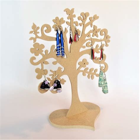 Arbre à Bijoux En Bois 5 Mm Modèle Fleurs Et Feuilles Support Porte