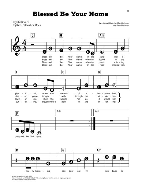 Blessed Be Your Name By Matt Redman Sheet Music For E Z Play Today At