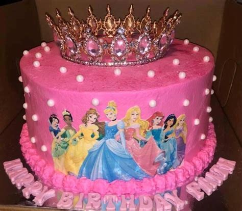 2 Layer Funfetti Disney Princess Cake With Buttercream Frosting And Edible Image Cabbit Cakes